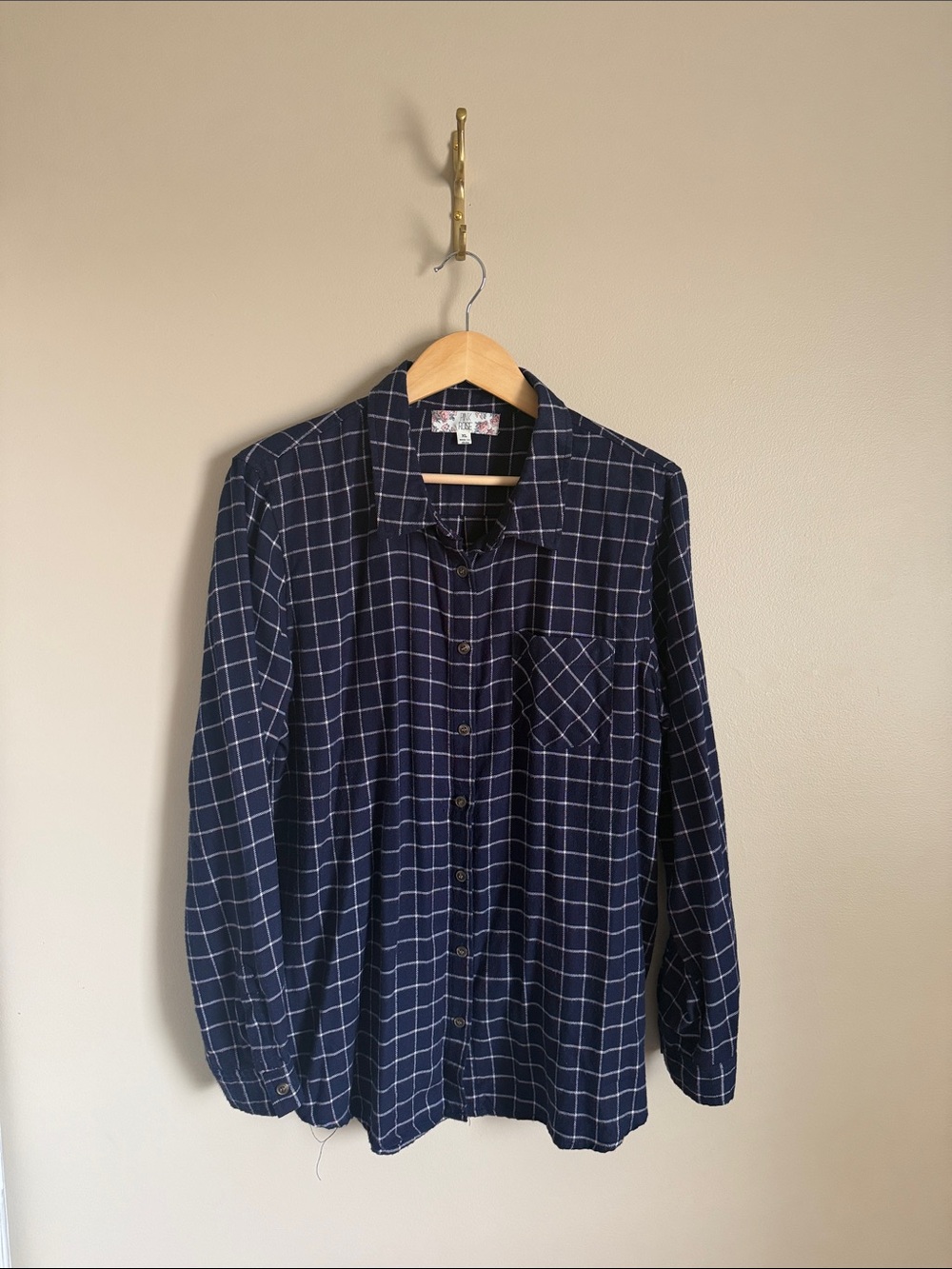 Pink Rose Navy Windowpane Button-Down Shirt
